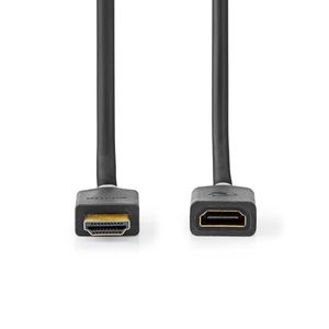 Nedis High Speed HDMI-Kabel met Ethernet | HDMI Connector | HDMI Female | 4K@60Hz | ARC | 18 Gbps | 1.00 m | Rond | PVC | Antraciet | Doos -