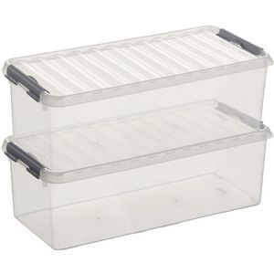 2x Opberg boxes/opbergdozen 9,5 liter 48 x 19 x 14 cm kunststof