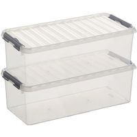 2x Opberg boxes/opbergdozen 9,5 liter 48 x 19 x 14 cm kunststof