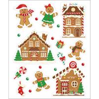Kerst raamstickers peperkoek mannetje - vel van 34 x 28 cm - raamdecoratie