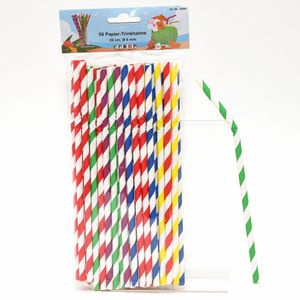 Drinkrietjes buigbaar - papier - set 50x - multicolor kleuren - 20 cm - verjaardag/feestje