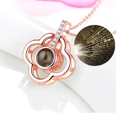 100 taal Ik hou van je projectieve meisje vier-Leaf klaver hanger ketting sieraden