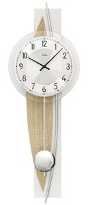 AMS W7455 wandklok met slinger. Sonomahout en aluminium