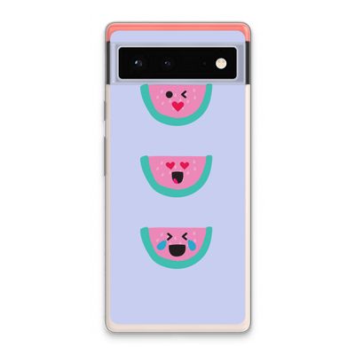 Smiley watermeloen: Google Pixel 6 Transparant Hoesje