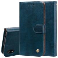 Business stijl olie Wax textuur horizontale Flip lederen case voor Xiaomi Redmi 7A met houder & kaartsleuven & portemonnee (blauw)