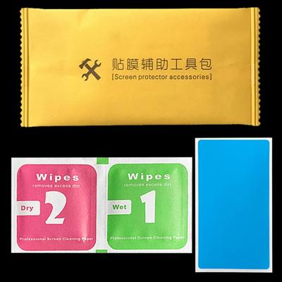 100 stuks gehard glas telefoon LCD Screen Protector stofverwijdering droge natte reiniging doekjes papier tools set alcohol pakket
