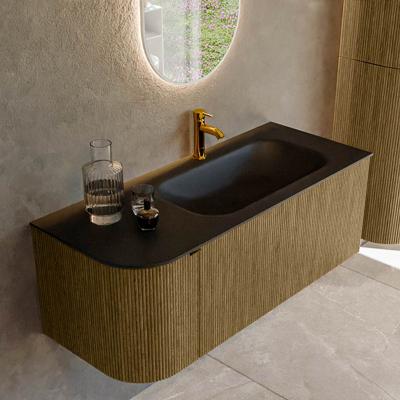 Badmeubel Mondiaz Kurve | 115 cm cm | Meubelkleur Dusk | Wastafelkleur Urban | Solid surface | Wasbak rechter zijde spoelbak | 1 kraangat
