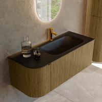Badmeubel Mondiaz Kurve | 115 cm cm | Meubelkleur Dusk | Wastafelkleur Urban | Solid surface | Wasbak rechter zijde spoelbak | 1 kraangat