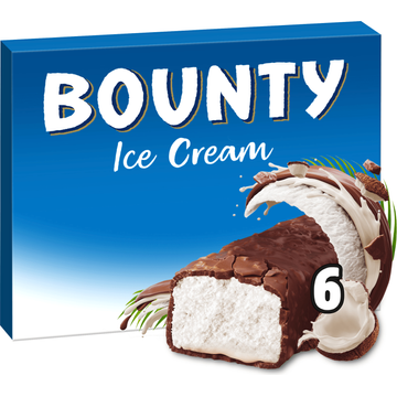 Bounty Ijs repen chocolade kokos 6pack bij Jumbo