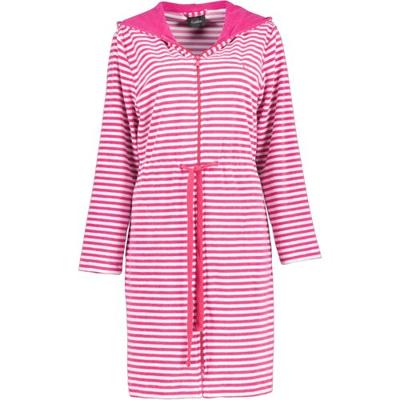 Cawö Cawo Dames Korte badjas met rits en capuchon, extralicht 834 27 Pink Maat XL