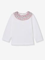 T-shirt met lange mouwen met bloemenprint lichtroze.