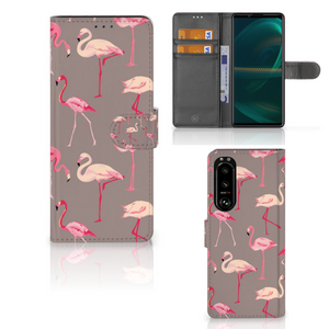 Sony Xperia 5III Telefoonhoesje met Pasjes Flamingo