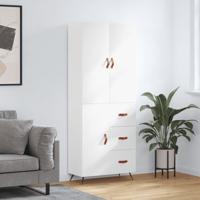Hoge kast 69,5x34x180 cm bewerkt hout wit