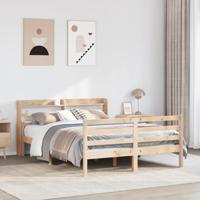 Bedframe met hoofdbord massief grenenhout wit 140x200 cm