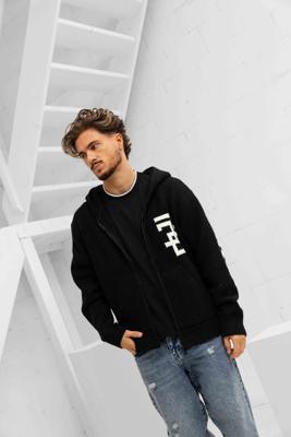 Jorcustom Splittedicon Knit Zipped Hoodie Heren Zwart - Maat L - Kleur: Zwart | Soccerfanshop