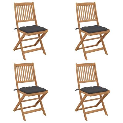 Tuinstoelen 4 st inklapbaar met kussens massief acaciahout