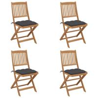 Tuinstoelen 4 st inklapbaar met kussens massief acaciahout
