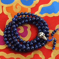 Mala Lapis Lazuli AA-kwaliteit met Guru kraal en Tasje