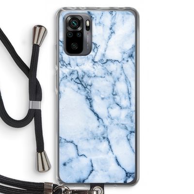 Blauw marmer: Xiaomi Redmi Note 10 Pro Transparant Hoesje met koord