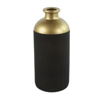 Countryfield Bloemen/deco vaas - zwart/goud - glas - fles - D11 x H25 cm - Vazen - thumbnail
