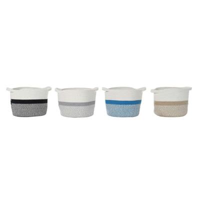 Mand DKD Home Decor Blauw Zwart Beige Grijs 25 x 25 x 20 cm (4 Onderdelen)