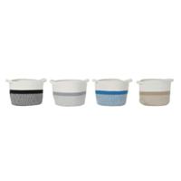 Mand DKD Home Decor Blauw Zwart Beige Grijs 25 x 25 x 20 cm (4 Onderdelen)