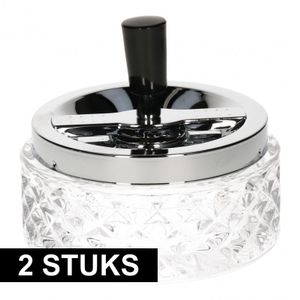 2x Draai asbak glas voor buiten 12 cm   -