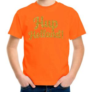 Oranje supporter T-shirt voor jongens - Hup Holland - oranje - EK/WK voetbal - Nederland