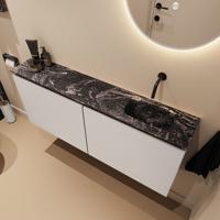 Toiletmeubel Mondiaz Ture Dlux | 120 cm | Meubelkleur Linen | Eden wastafel Lava Rechts | Zonder kraangat