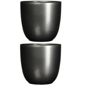 3x stuks bloempot antraciet grijs keramiek voor kamerplant H20 x D22.5 cm