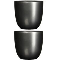 3x stuks bloempot antraciet grijs keramiek voor kamerplant H20 x D22.5 cm