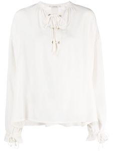 Dorothee Schumacher lace-up neckline silk blouse - Blanc