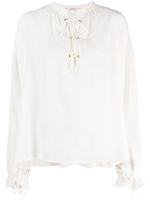 Dorothee Schumacher lace-up neckline silk blouse - Blanc - thumbnail