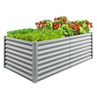 Verhoogd Bed Metalen Plantenbak Voor Tuin Rechthoekig Koud Frame met Versterkte Spijlen & Open Bodem Grijs 180 x 95 x 60 cm