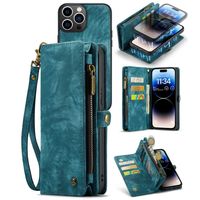 Caseme - iPhone 14 Pro Max - Vintage 2 in 1 portemonnee hoes - Blauw
