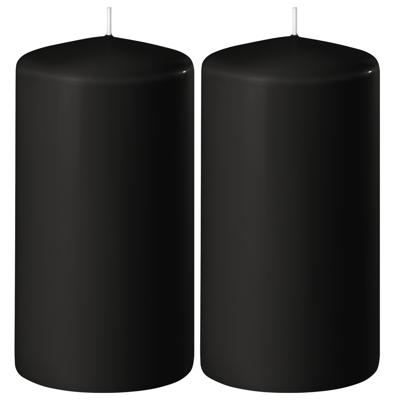 Enlightening Candles Cilinder/stompkaars - 2x - zwart - D6 x H15 cm - 58 branduur