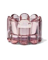 051 Theelichthouder Glas Ribbel Roze (roze)