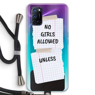 No Girls Allowed Unless: Oppo A52 Transparant Hoesje met koord