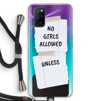 No Girls Allowed Unless: Oppo A52 Transparant Hoesje met koord