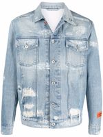 Heron Preston veste en jean à effet usé - Bleu