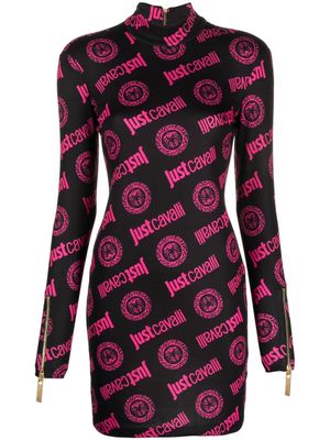 Just Cavalli robe courte à motif monogrammé - Noir