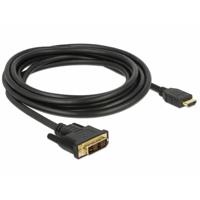 Delock 85585 HDMI-kabel DVI / HDMI Aansluitkabel DVI-D 18+1-polige stekker, HDMI-A-stekker 3 m Zwart Afgeschermd (drievoudig), Vergulde steekcontacten