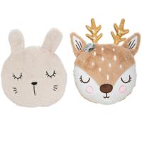 Dieren sierkussen set kinderkamer - konijn/hert - 32/31 cm - polyester - thumbnail