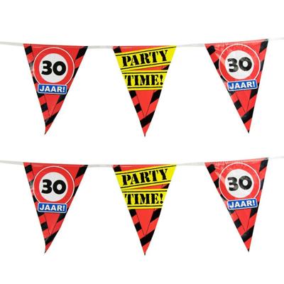 30 jaar vlaggenlijn waarschuwingsborden - 2x - 10m - plastic - feestartikelen/versiering