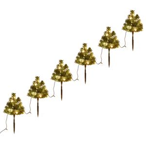 VidaXL Tuinpadkerstbomen 6 st met warmwitte LED&apos;s 45 cm PVC