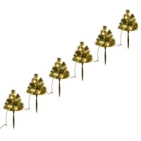 VidaXL Tuinpadkerstbomen 6 st met warmwitte LED&apos;s 45 cm PVC - thumbnail