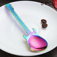 5 stuks Creative RVS gitaar vorm koffie lepel mengen lepel (kleur)