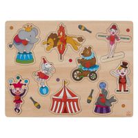 Houten knopjes/noppen speelgoed puzzel circus thema 30 x 22 cm   -