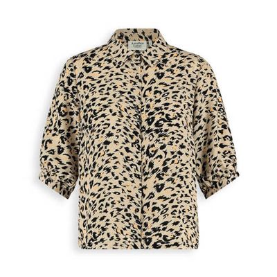 Another-Label blouse Lierre shirt met panterprint beige Another-Label blouse Lierre shirt met panterprint beige