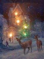 Canvas hert en huis led 40x30 cm - Annas collection
